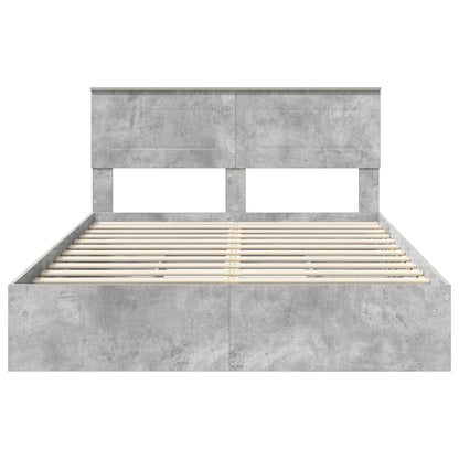 Storage Bed Concrete Grey 150 x 200 cm Engineered Wood