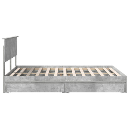 Storage Bed Concrete Grey 150 x 200 cm Engineered Wood