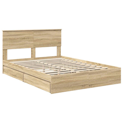 Storage Bed with Drawer Sonoma Oak 140 x 190 cm Engineered Wood