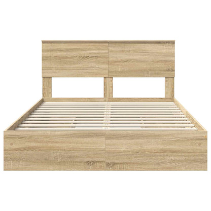 Storage Bed with Drawer Sonoma Oak 140 x 190 cm Engineered Wood