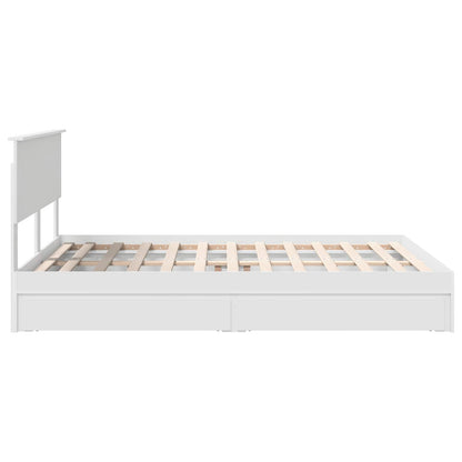 Storage Bed with Headboard White 140 x 200 cm Engineered Wood