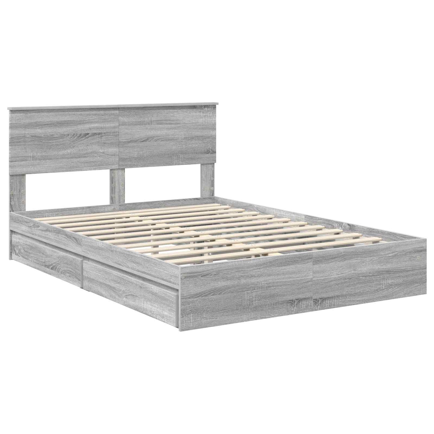 Storage Bed Grey Sonoma 140 x 200 cm Engineered Wood