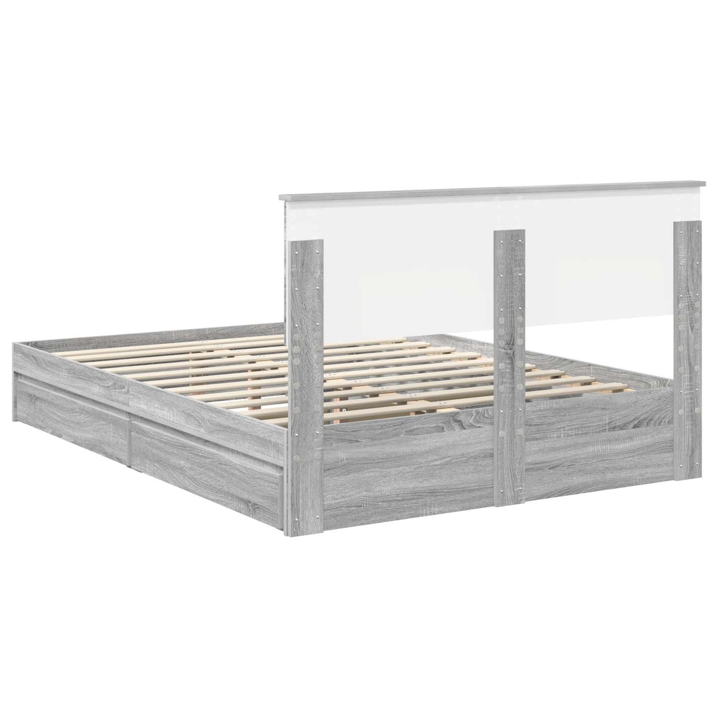 Storage Bed Grey Sonoma 140 x 200 cm Engineered Wood