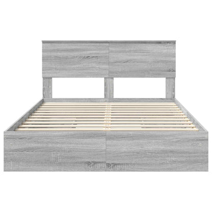 Storage Bed Grey Sonoma 140 x 200 cm Engineered Wood