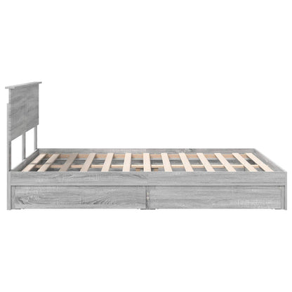 Storage Bed Grey Sonoma 140 x 200 cm Engineered Wood