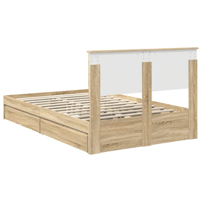 Storage Bed with Drawer Sonoma Oak 135 x 190 cm Engineered Wood