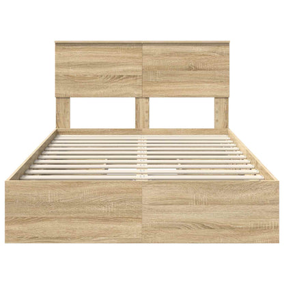 Storage Bed with Drawer Sonoma Oak 135 x 190 cm Engineered Wood