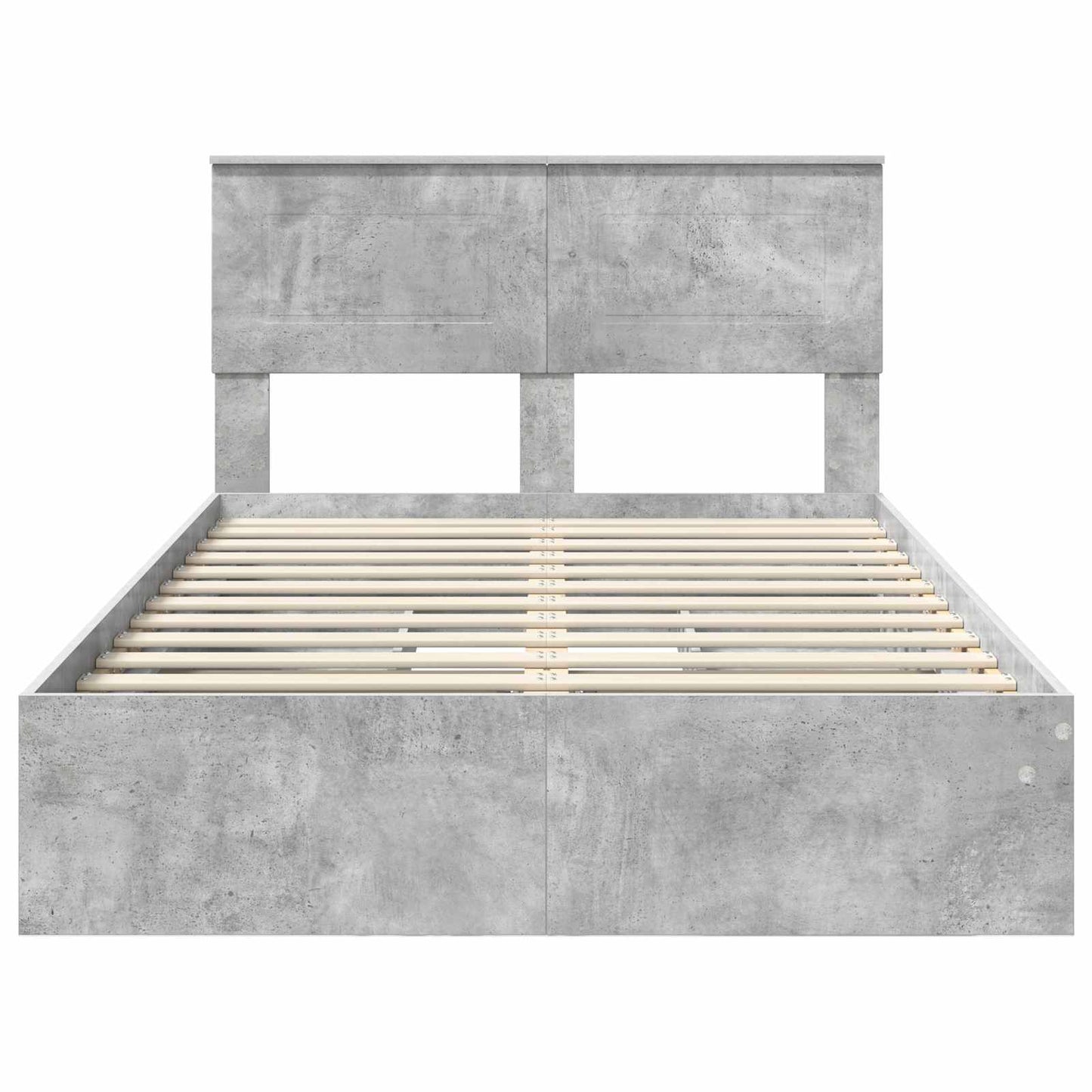 Storage Bed Concrete Grey 135 x 190 cm Engineered Wood