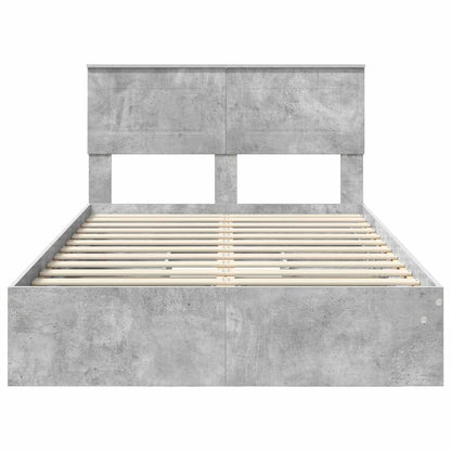 Storage Bed Concrete Grey 135 x 190 cm Engineered Wood