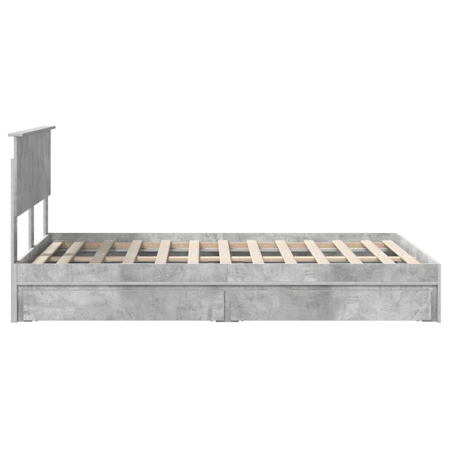 Storage Bed Concrete Grey 135 x 190 cm Engineered Wood