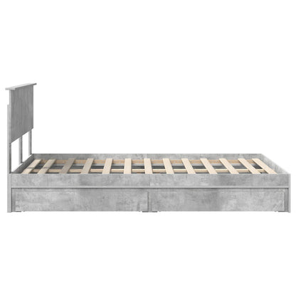 Storage Bed Concrete Grey 135 x 190 cm Engineered Wood