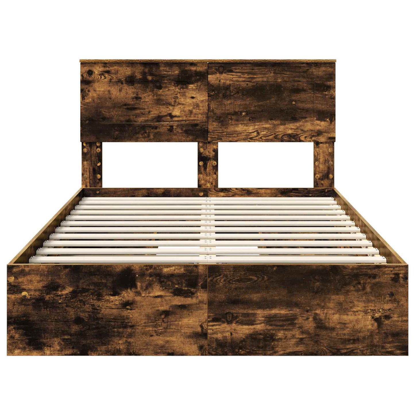 Storage Bed with Drawer Smoked Oak 120 x 190 cm Engineered Wood