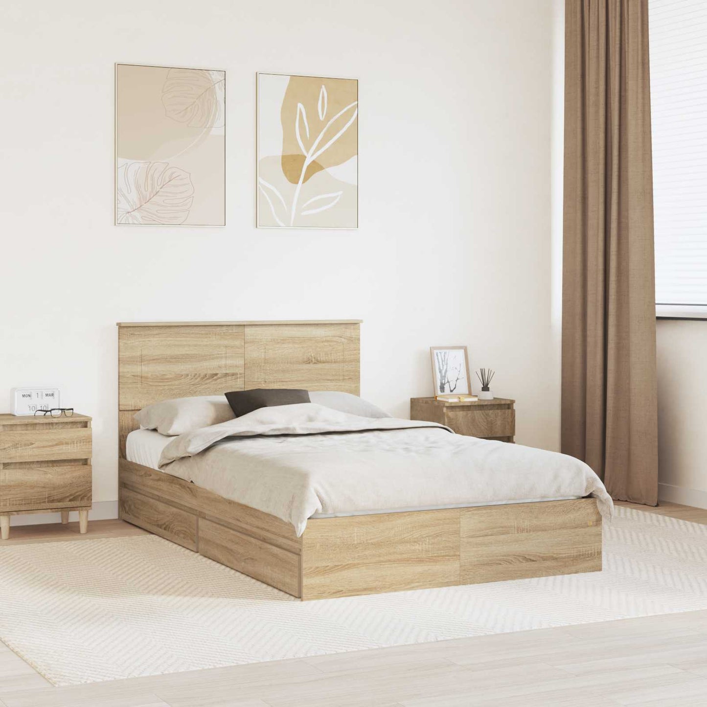 Storage Bed with Drawer Sonoma Oak 120 x 200 cm Engineered Wood