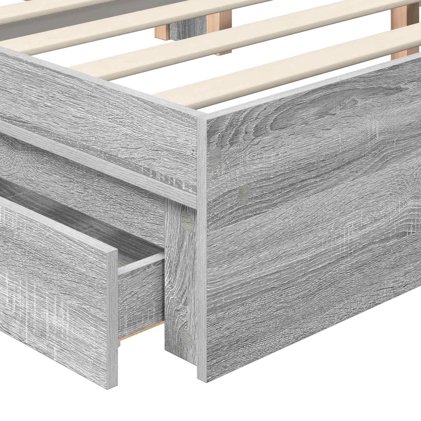 Storage Bed Grey Sonoma 120 x 200 cm Engineered Wood
