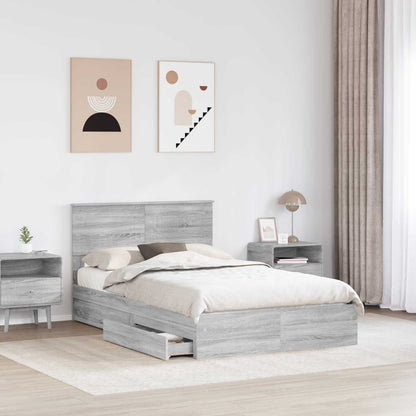 Storage Bed Grey Sonoma 120 x 200 cm Engineered Wood