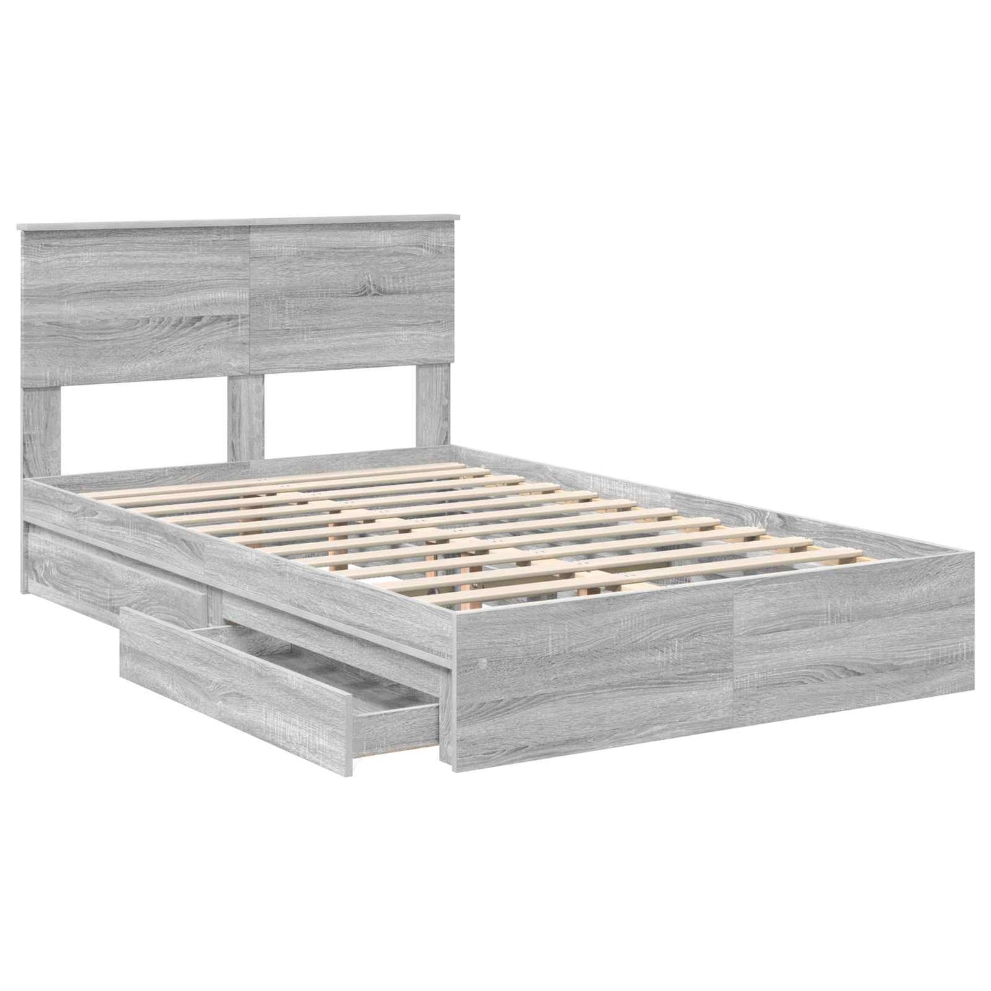Storage Bed Grey Sonoma 120 x 200 cm Engineered Wood
