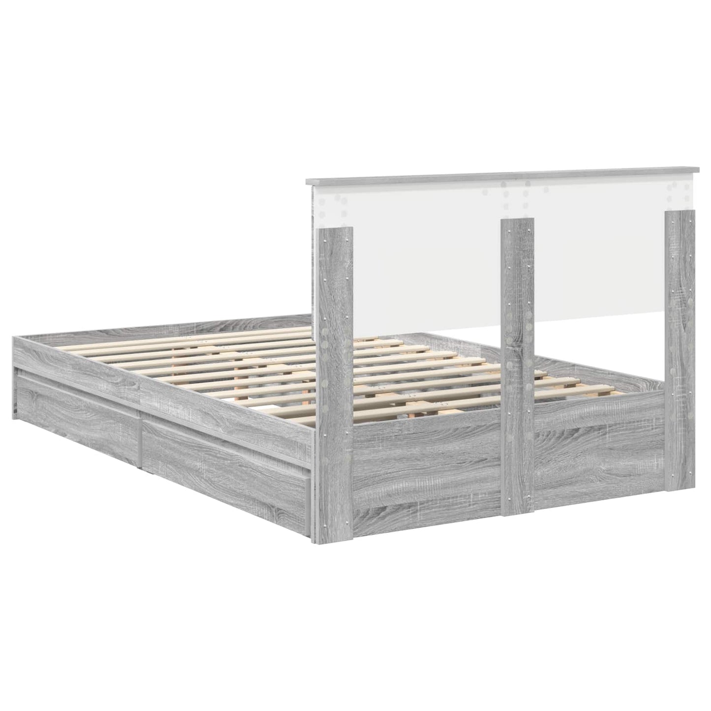Storage Bed Grey Sonoma 120 x 200 cm Engineered Wood
