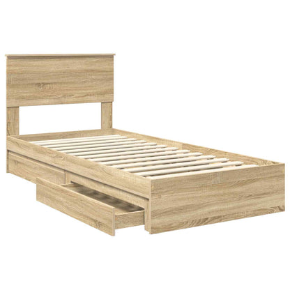 Storage Bed with Drawer Sonoma Oak 100 x 200 cm Engineered Wood