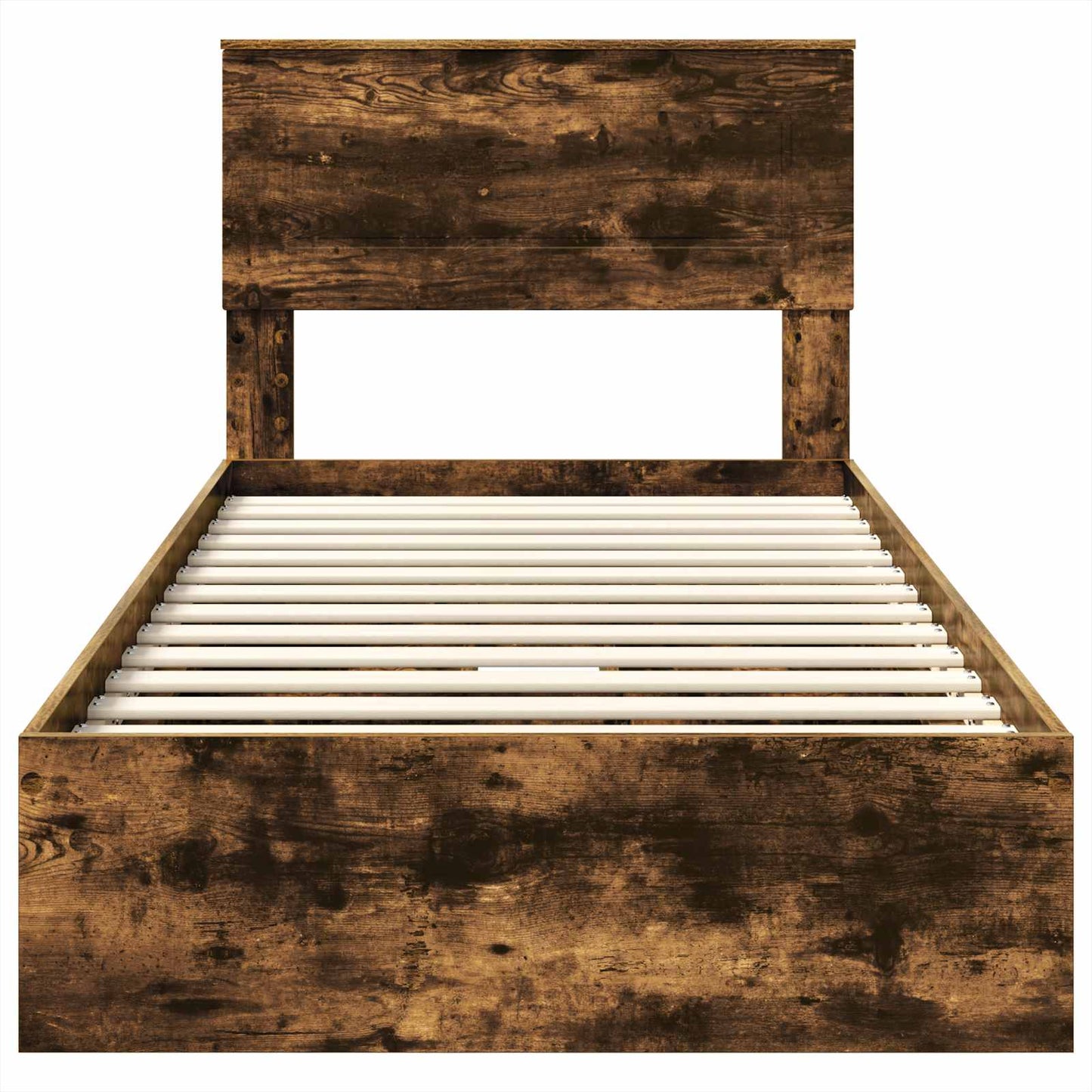 Storage Bed with Drawer Smoked Oak 100 x 200 cm Engineered Wood