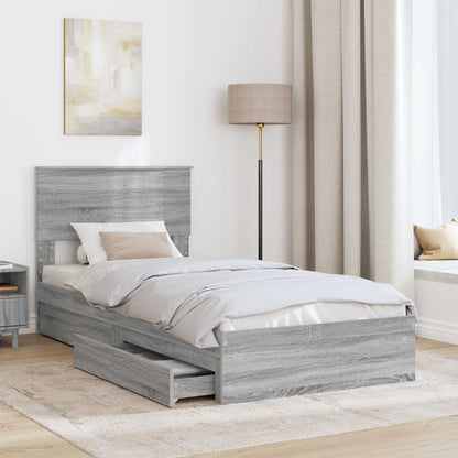 Storage Bed Grey Sonoma 100 x 200 cm Engineered Wood