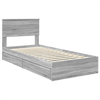 Storage Bed Grey Sonoma 100 x 200 cm Engineered Wood