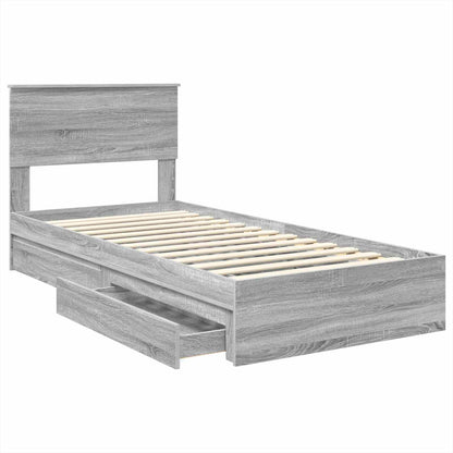 Storage Bed Grey Sonoma 100 x 200 cm Engineered Wood