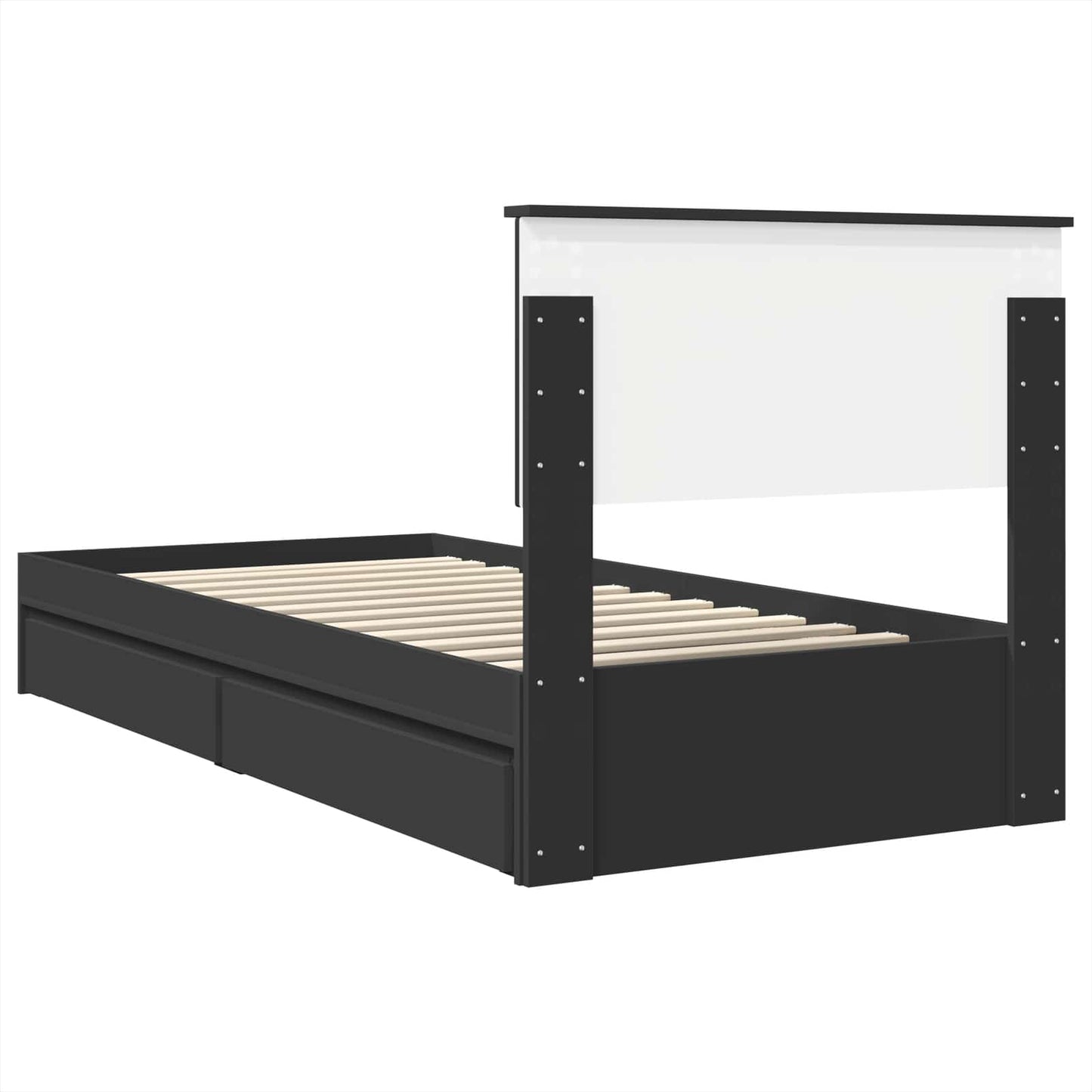 Storage Bed with Headboard Black 90 x 190 cm Engineered Wood