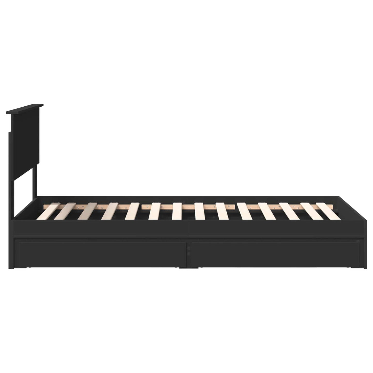 Storage Bed with Headboard Black 90 x 190 cm Engineered Wood