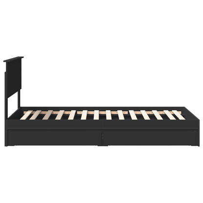 Storage Bed with Headboard Black 90 x 190 cm Engineered Wood