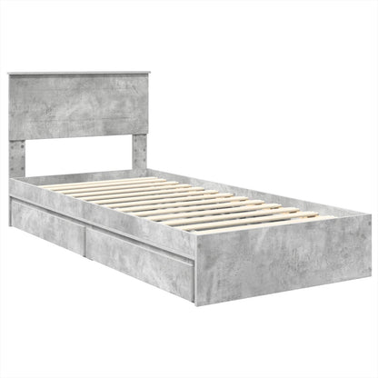 Storage Bed Concrete Grey 90 x 190 cm Engineered Wood