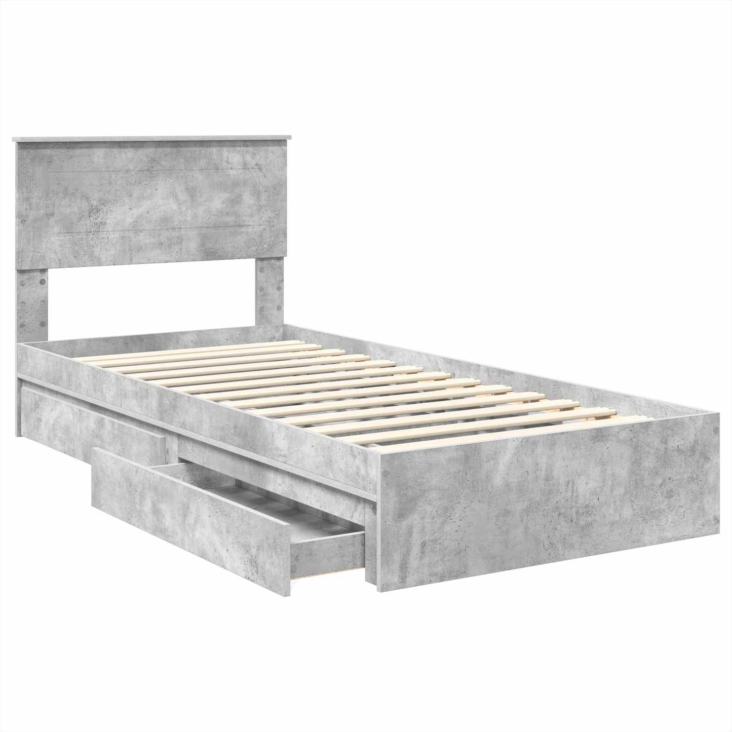 Storage Bed Concrete Grey 90 x 190 cm Engineered Wood