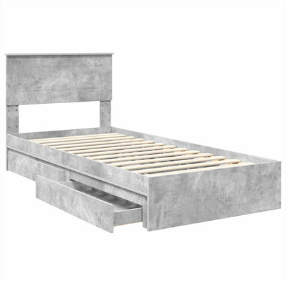 Storage Bed Concrete Grey 90 x 190 cm Engineered Wood