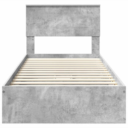 Storage Bed Concrete Grey 90 x 190 cm Engineered Wood