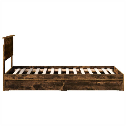 Storage Bed with Drawer Smoked Oak 90 x 190 cm Engineered Wood