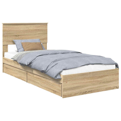 Storage Bed with Drawer Sonoma Oak 90 x 200 cm Engineered Wood