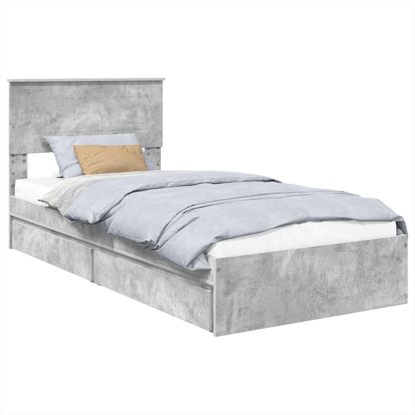 Storage Bed Concrete Grey 90 x 200 cm Engineered Wood