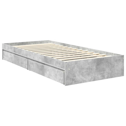 Storage Bed Concrete Grey 90 x 200 cm Engineered Wood