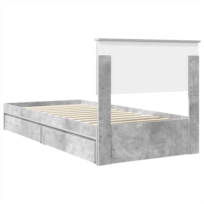 Storage Bed Concrete Grey 90 x 200 cm Engineered Wood