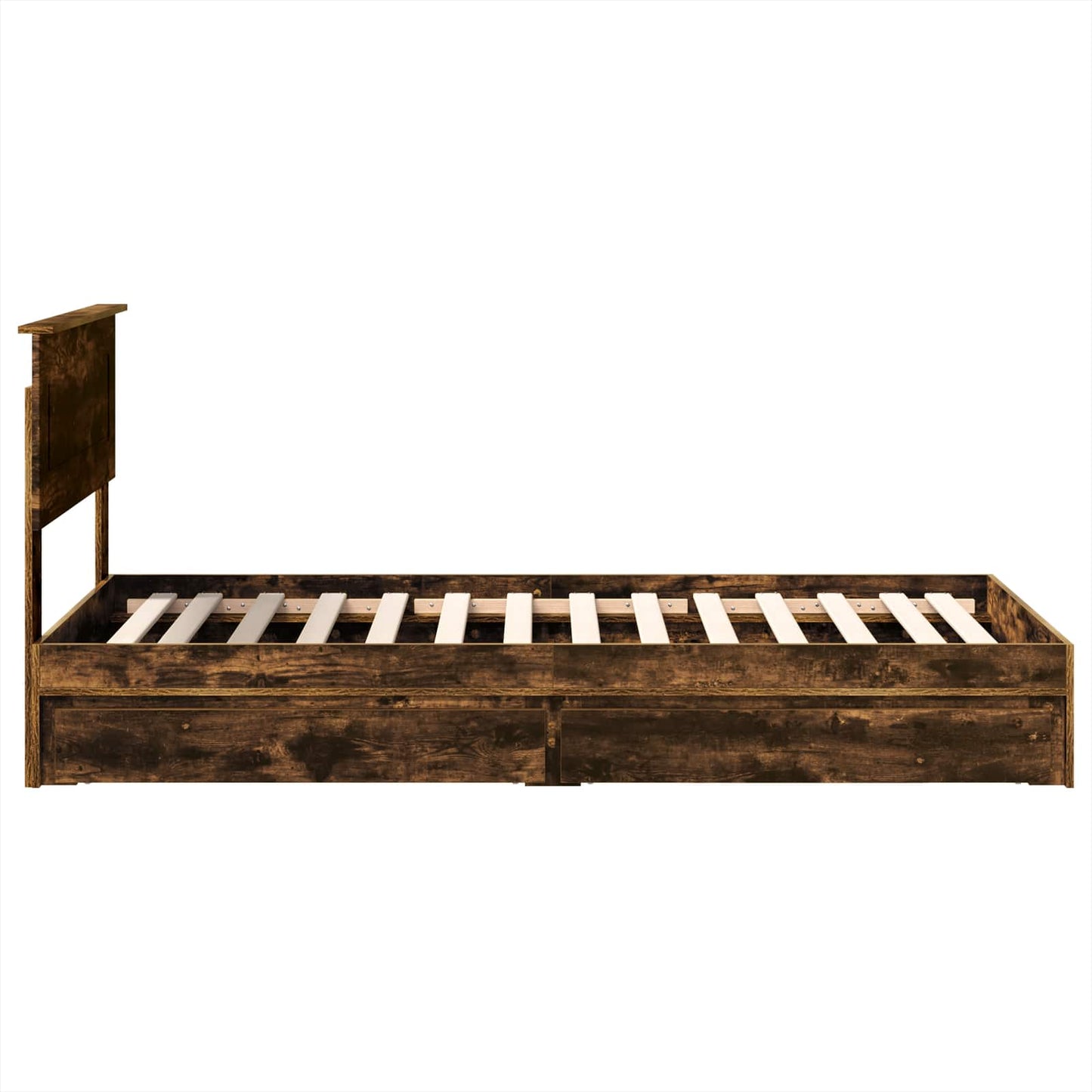 Storage Bed with Drawer Smoked Oak 90 x 200 cm Engineered Wood