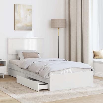 Storage Bed with Headboard White 75 x 190 cm Engineered Wood