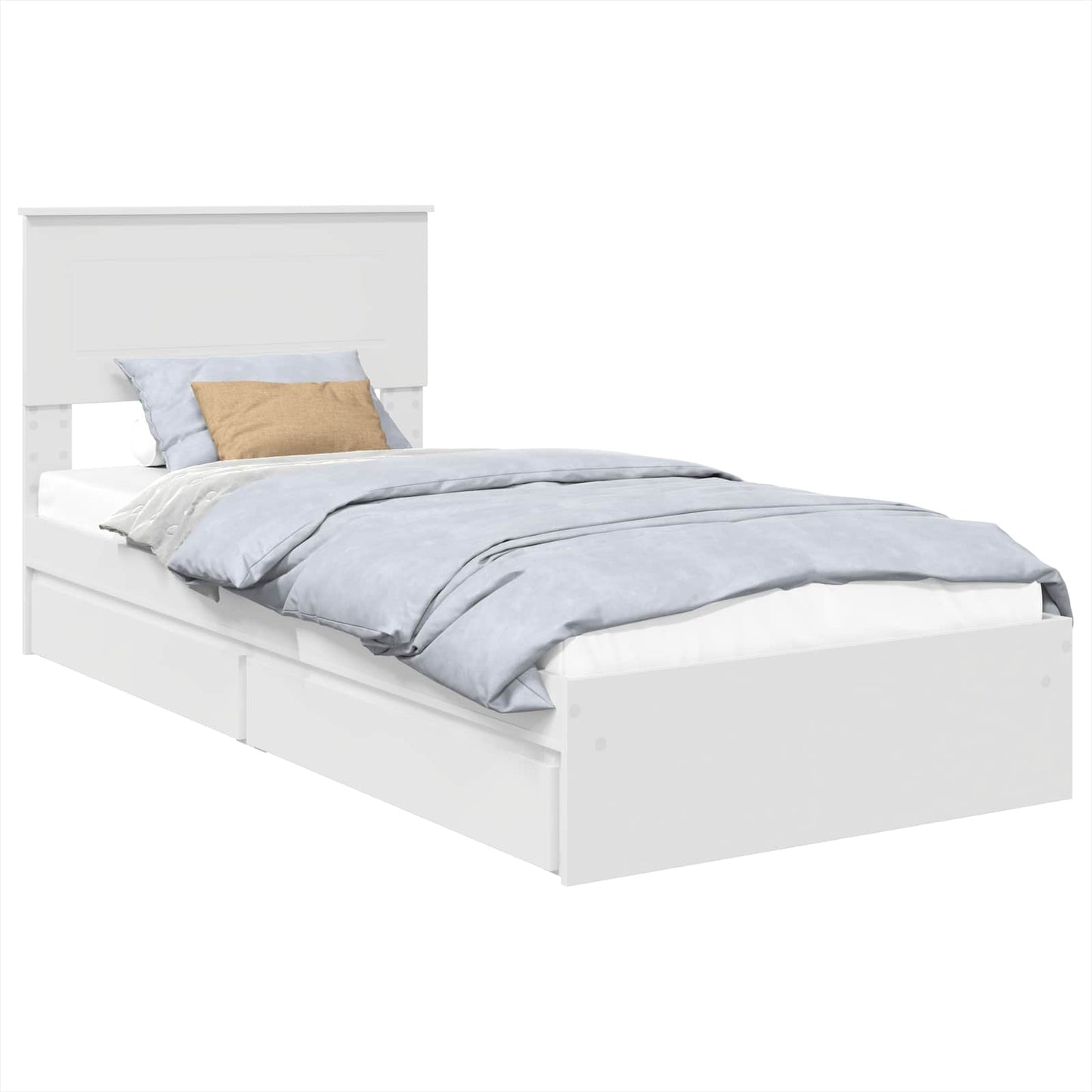 Storage Bed with Headboard White 75 x 190 cm Engineered Wood
