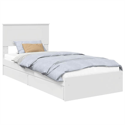 Storage Bed with Headboard White 75 x 190 cm Engineered Wood