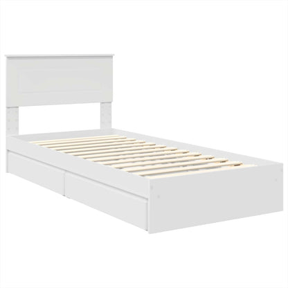 Storage Bed with Headboard White 75 x 190 cm Engineered Wood