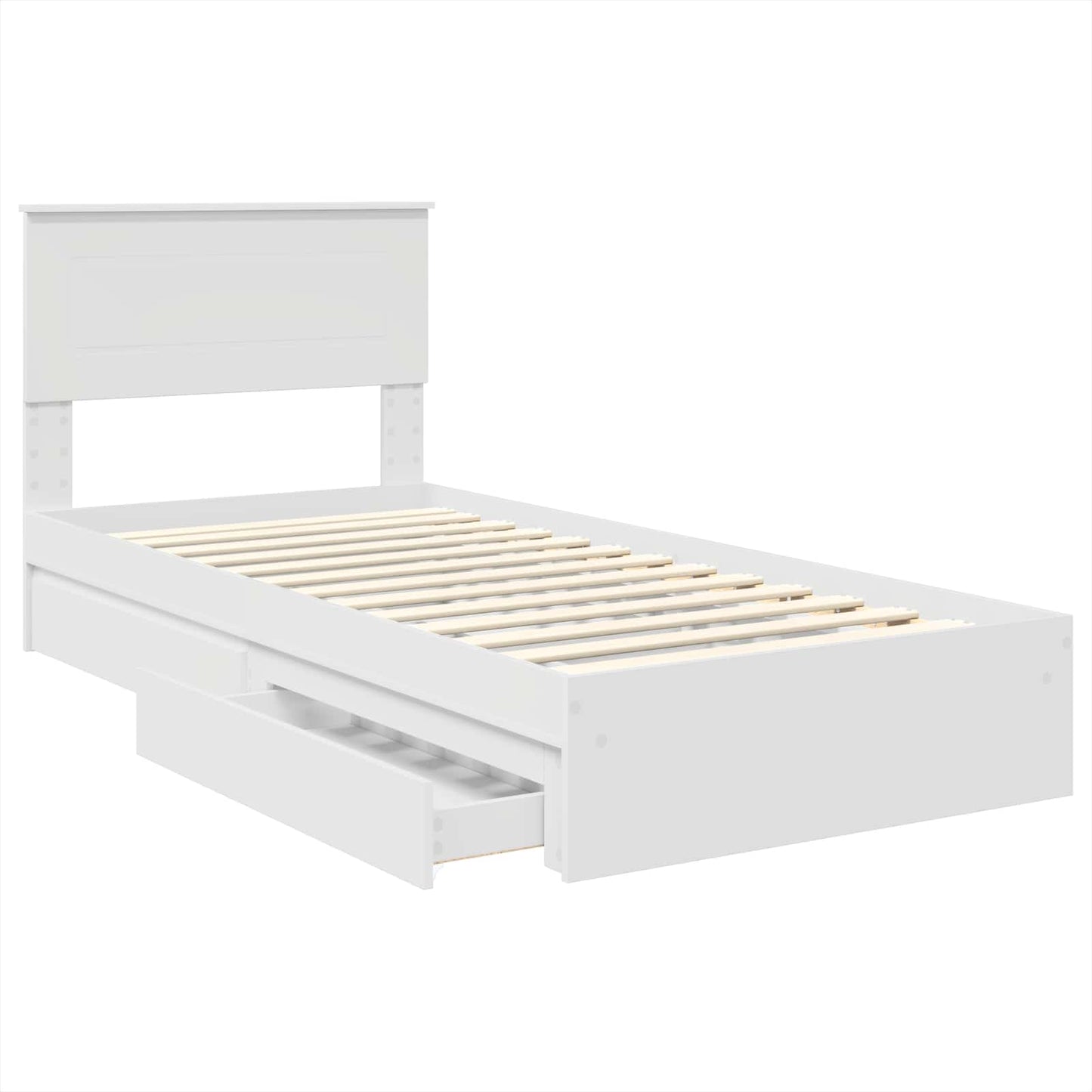 Storage Bed with Headboard White 75 x 190 cm Engineered Wood