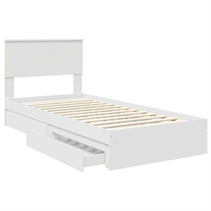 Storage Bed with Headboard White 75 x 190 cm Engineered Wood