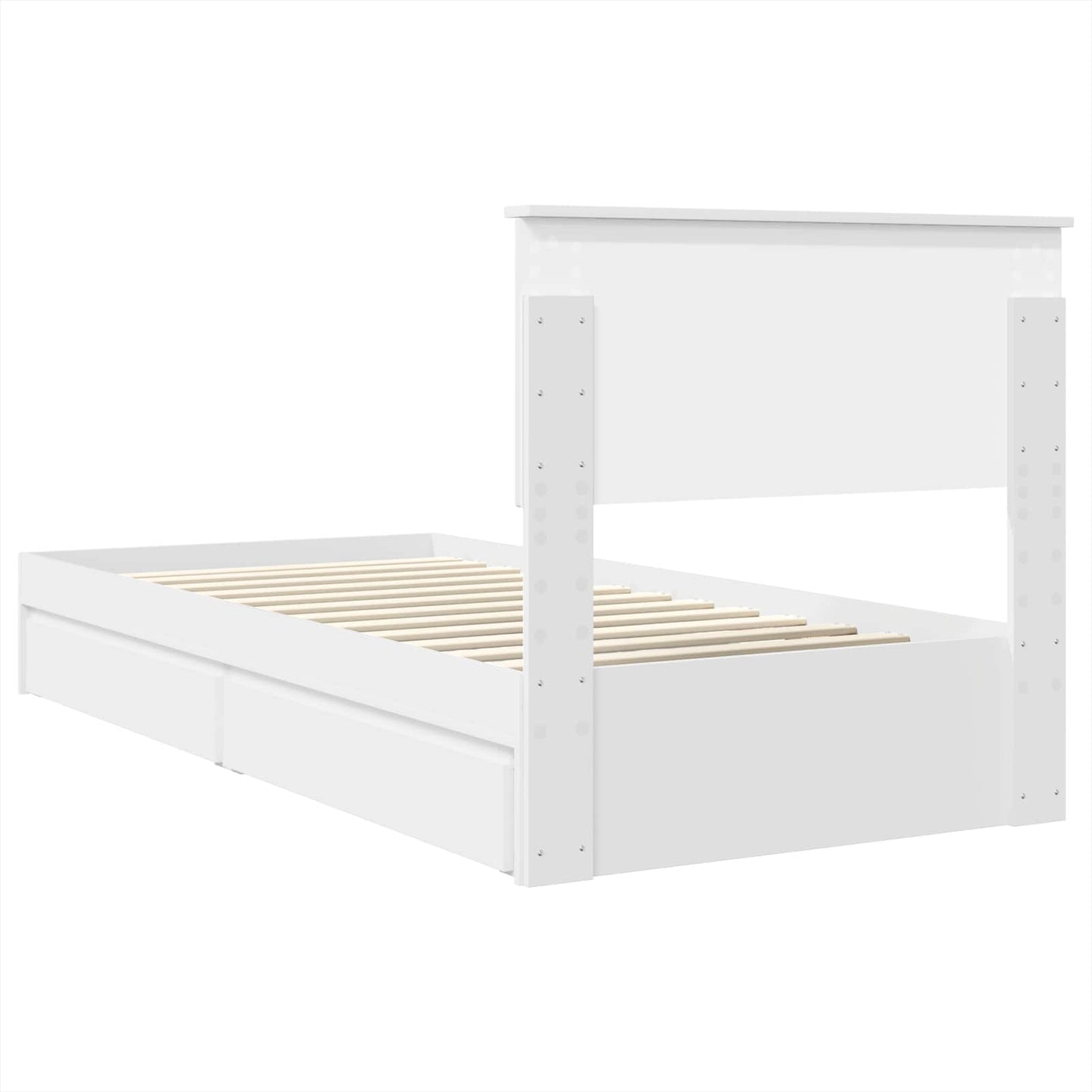 Storage Bed with Headboard White 75 x 190 cm Engineered Wood