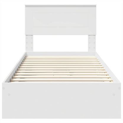 Storage Bed with Headboard White 75 x 190 cm Engineered Wood
