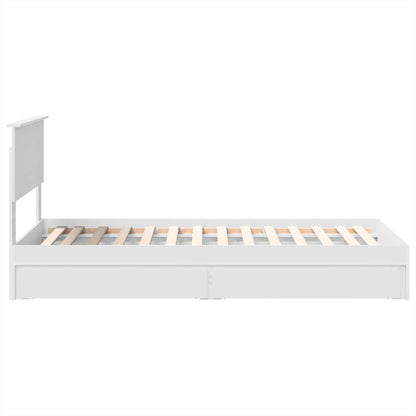 Storage Bed with Headboard White 75 x 190 cm Engineered Wood