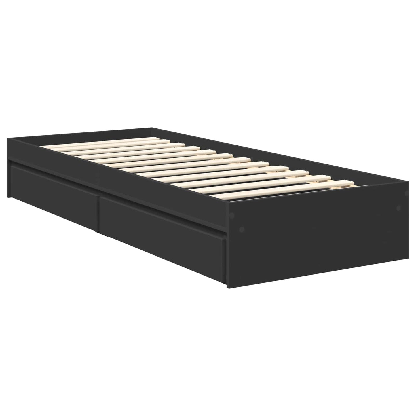 Storage Bed with Headboard Black 75 x 190 cm Engineered Wood