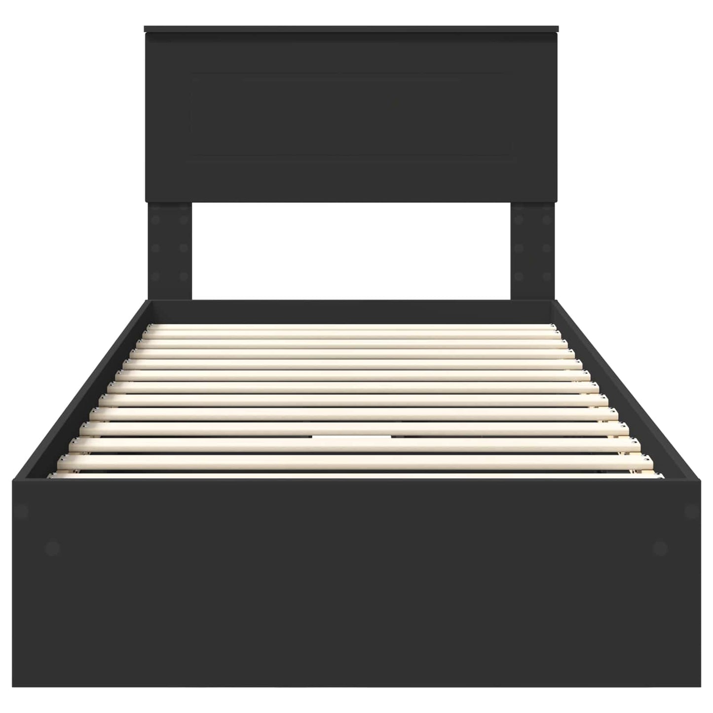 Storage Bed with Headboard Black 75 x 190 cm Engineered Wood